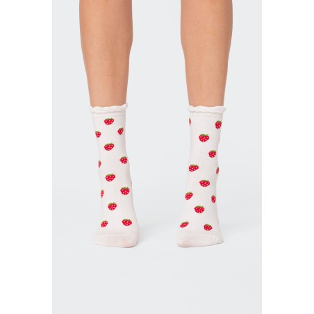 Value Edition Strawberry Frill Socks Available for Immediate Shipping